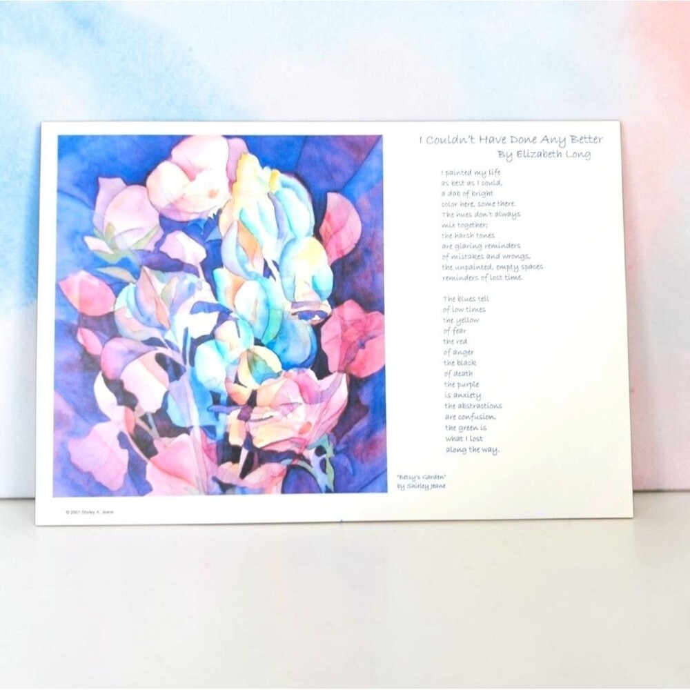 Shirley A. Jeane "Betsy's Garden" 2001 Floral Watercolor Print Art Poetry